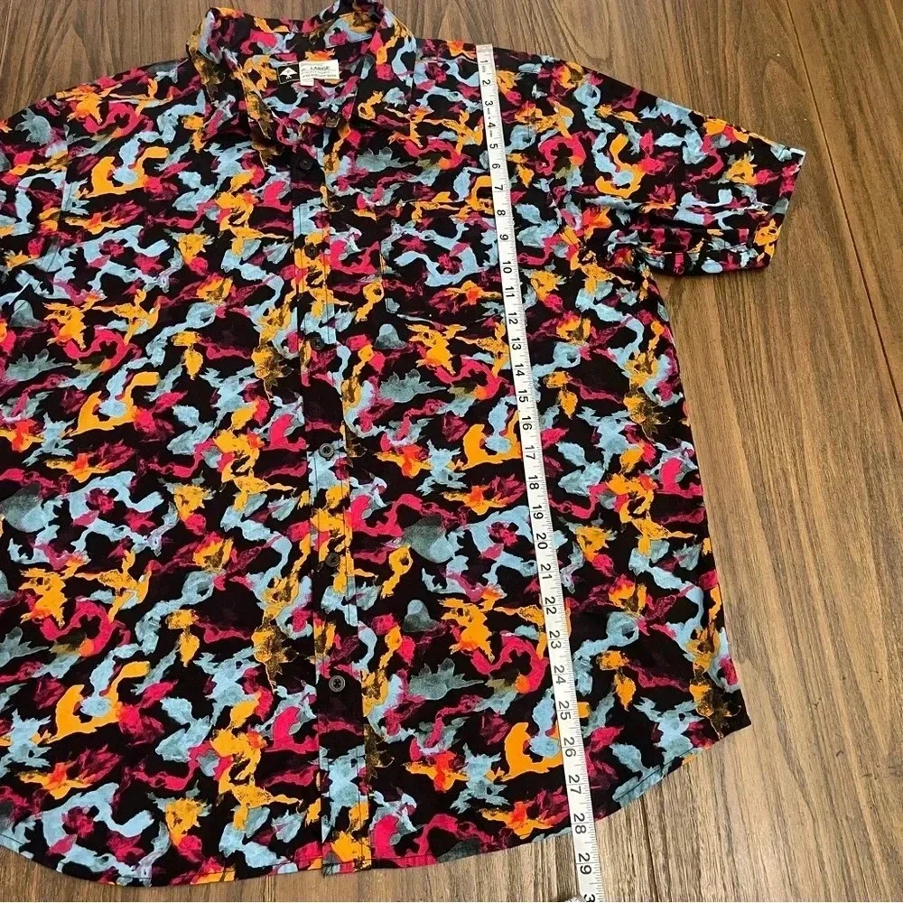Lifted Research Group LRG Abstract Button Up Short Sleeve Shirt Men’s size L